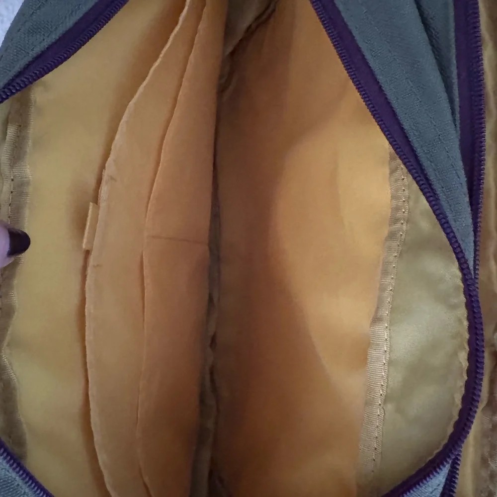 Brooklyn Industries Olive Canvas Laptop Bag with Purple Accents